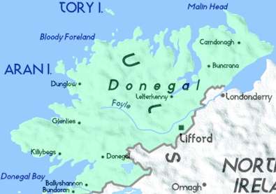 Detailed Map Of County Donegal Ireland