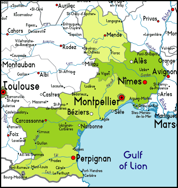 Languedoc Roussillon France Map - Gisele Ermentrude